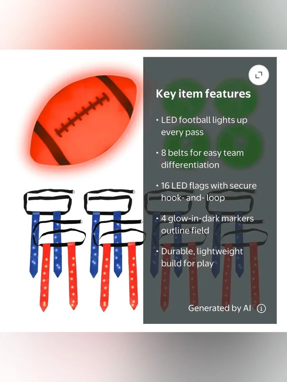 LED Flag Football, Light-Up Outdoor Sports Game, for All Ages, by MinnARK